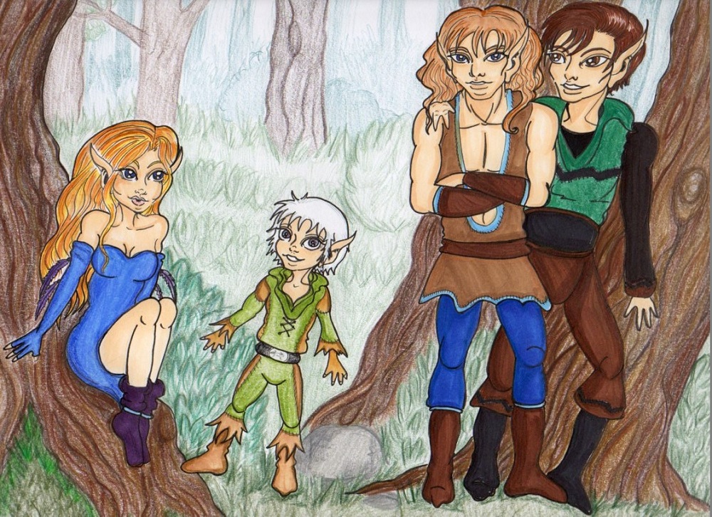 Newt & his parents (2013 Family Time Contest)(2013 May/June art trade)