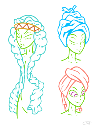 Head studies for Flutterby #1