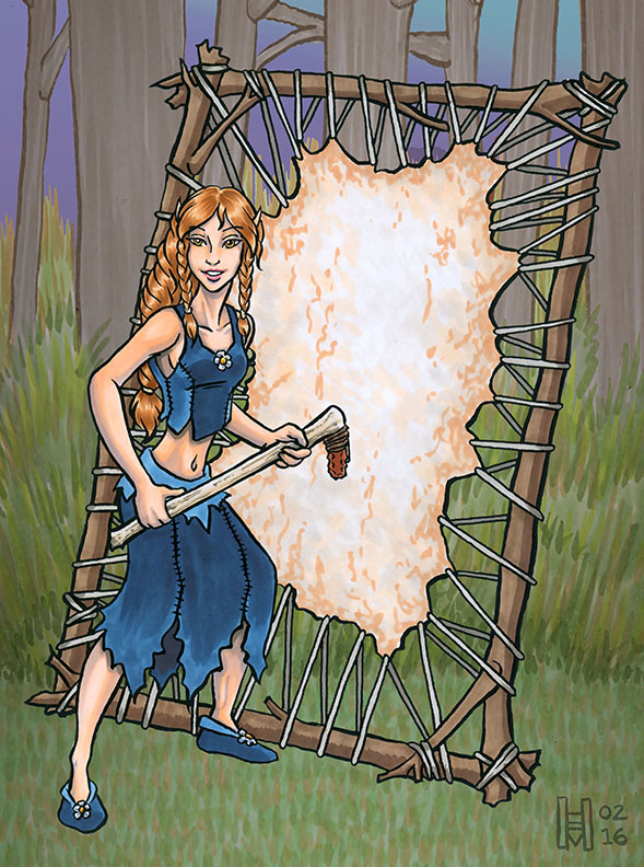 Littlepaw scraping a hide