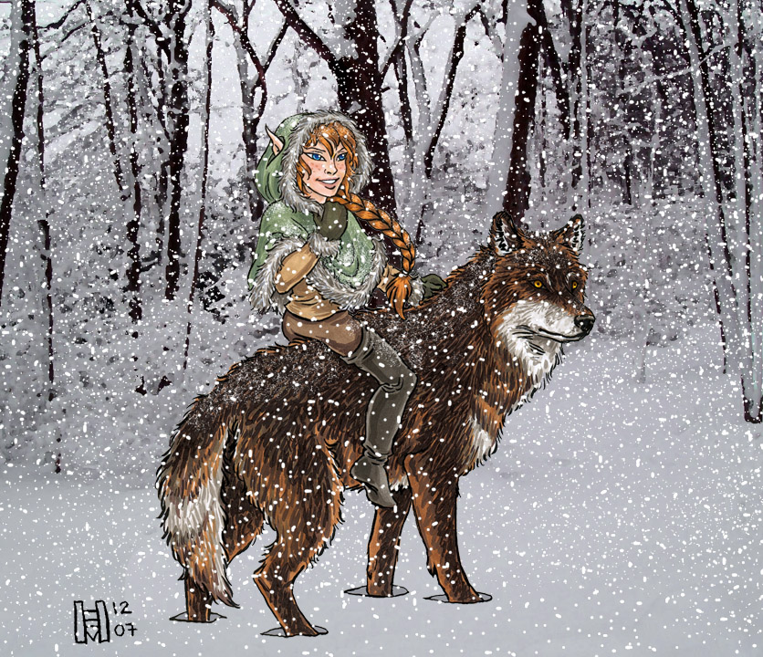 2007 Secret Santa: Willow & Grizzle (illo for 