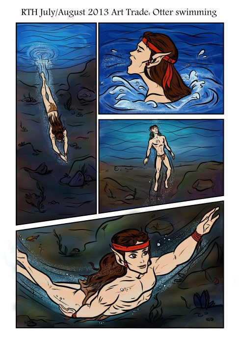 Otter swimming (2013 Water Works Contest) (2013 July/August art trade)