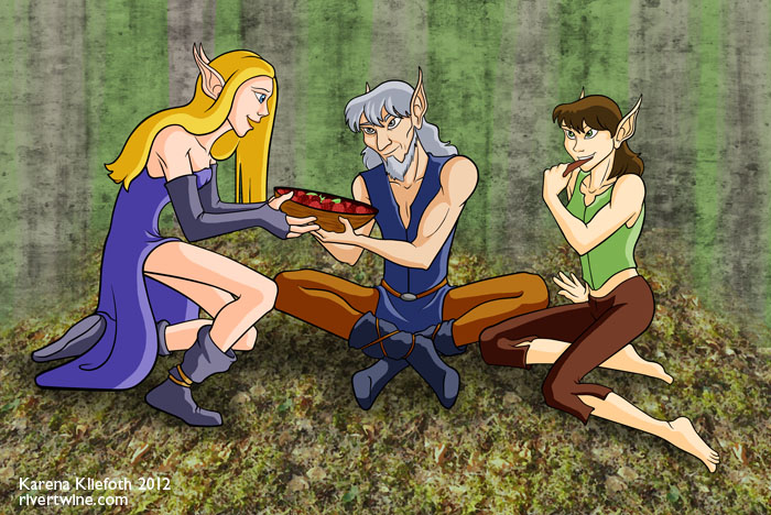 Lacewing & Owl share a meal (with Wren, RTH 1666) (2012 Random Ancestors Contest)