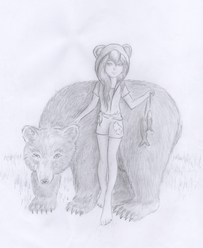 Glow and her bear-friend (2015 AU Not-Wolfriders Contest)