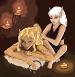 Feverease grooming Wolfsister (illo to "Grooming")