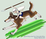 Summer 2010 Manga AU Contest:  Quick Fang as Princess Mononoke (and Growler, her faithful steed!)