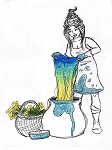 Nightstorm dyeing fabric - illo for "Don't Drink the Dye"  (2012 Treasure Hunt)
